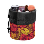Retro Hawaiian Tropical Floral Print Drawstring Makeup Bag
