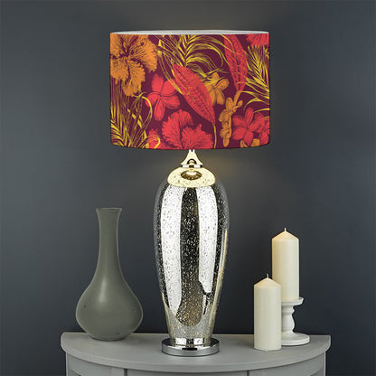 Retro Hawaiian Tropical Floral Print Drum Lamp Shade