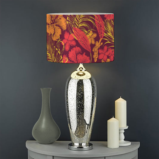 Retro Hawaiian Tropical Floral Print Drum Lamp Shade