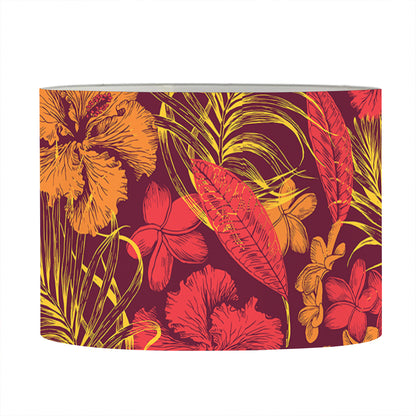 Retro Hawaiian Tropical Floral Print Drum Lamp Shade