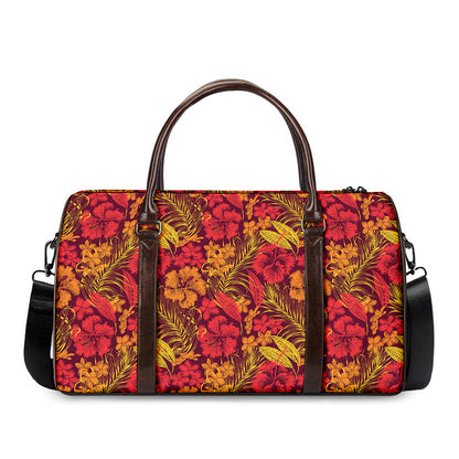Retro Hawaiian Tropical Floral Print Duffle Bag
