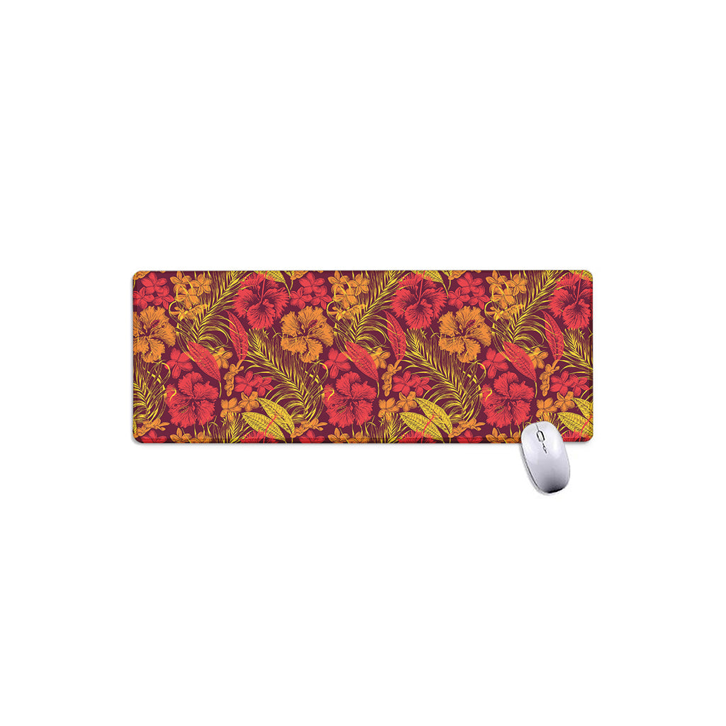 Retro Hawaiian Tropical Floral Print Extended Mouse Pad