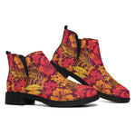 Retro Hawaiian Tropical Floral Print Flat Ankle Boots