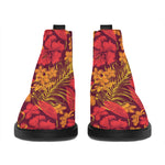 Retro Hawaiian Tropical Floral Print Flat Ankle Boots