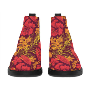 Retro Hawaiian Tropical Floral Print Flat Ankle Boots