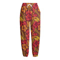 Retro Hawaiian Tropical Floral Print Fleece Lined Knit Pants