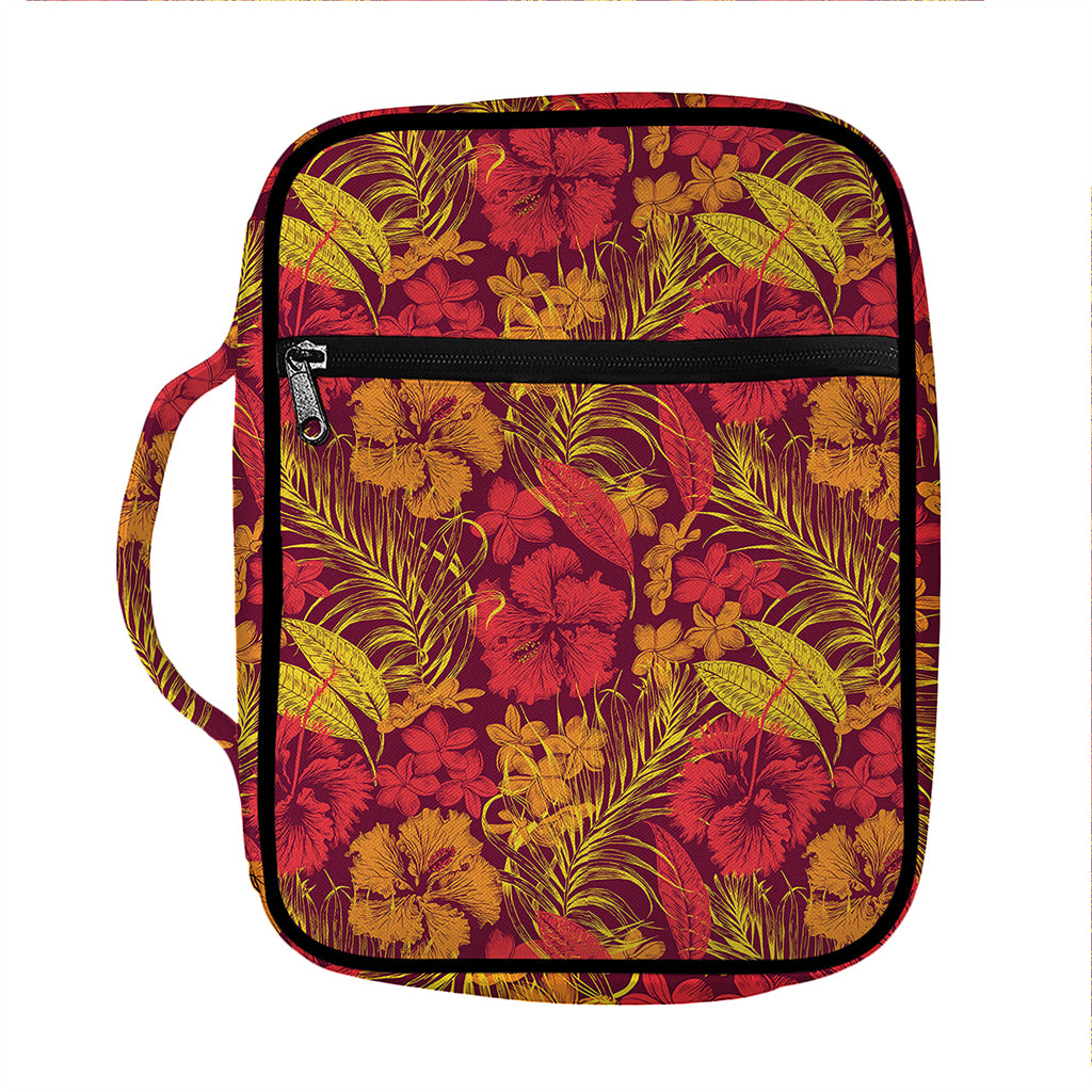 Retro Hawaiian Tropical Floral Print Front Pocket Bible Bag