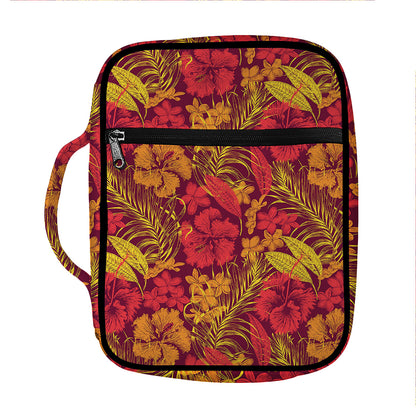 Retro Hawaiian Tropical Floral Print Front Pocket Bible Bag