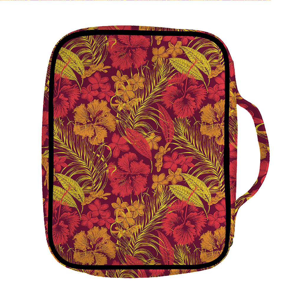 Retro Hawaiian Tropical Floral Print Front Pocket Bible Bag