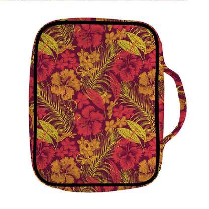 Retro Hawaiian Tropical Floral Print Front Pocket Bible Bag