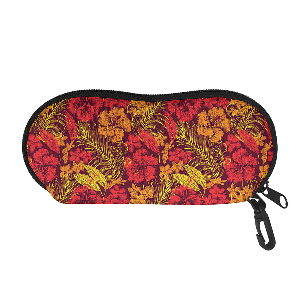 Retro Hawaiian Tropical Floral Print Glasses Case