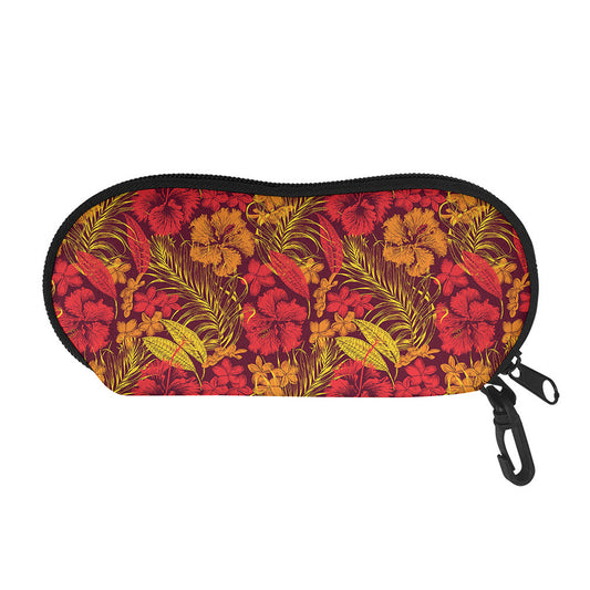 Retro Hawaiian Tropical Floral Print Glasses Case