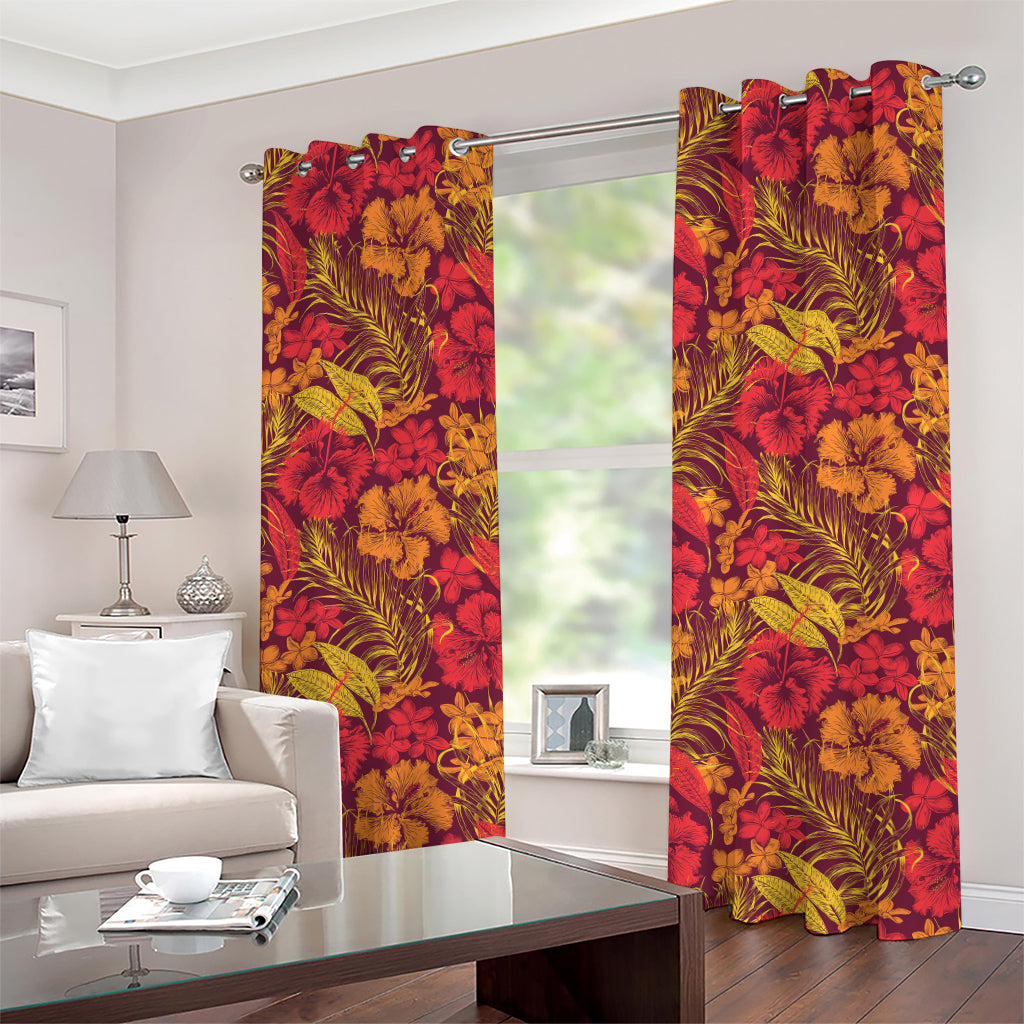 Retro Hawaiian Tropical Floral Print Grommet Curtains