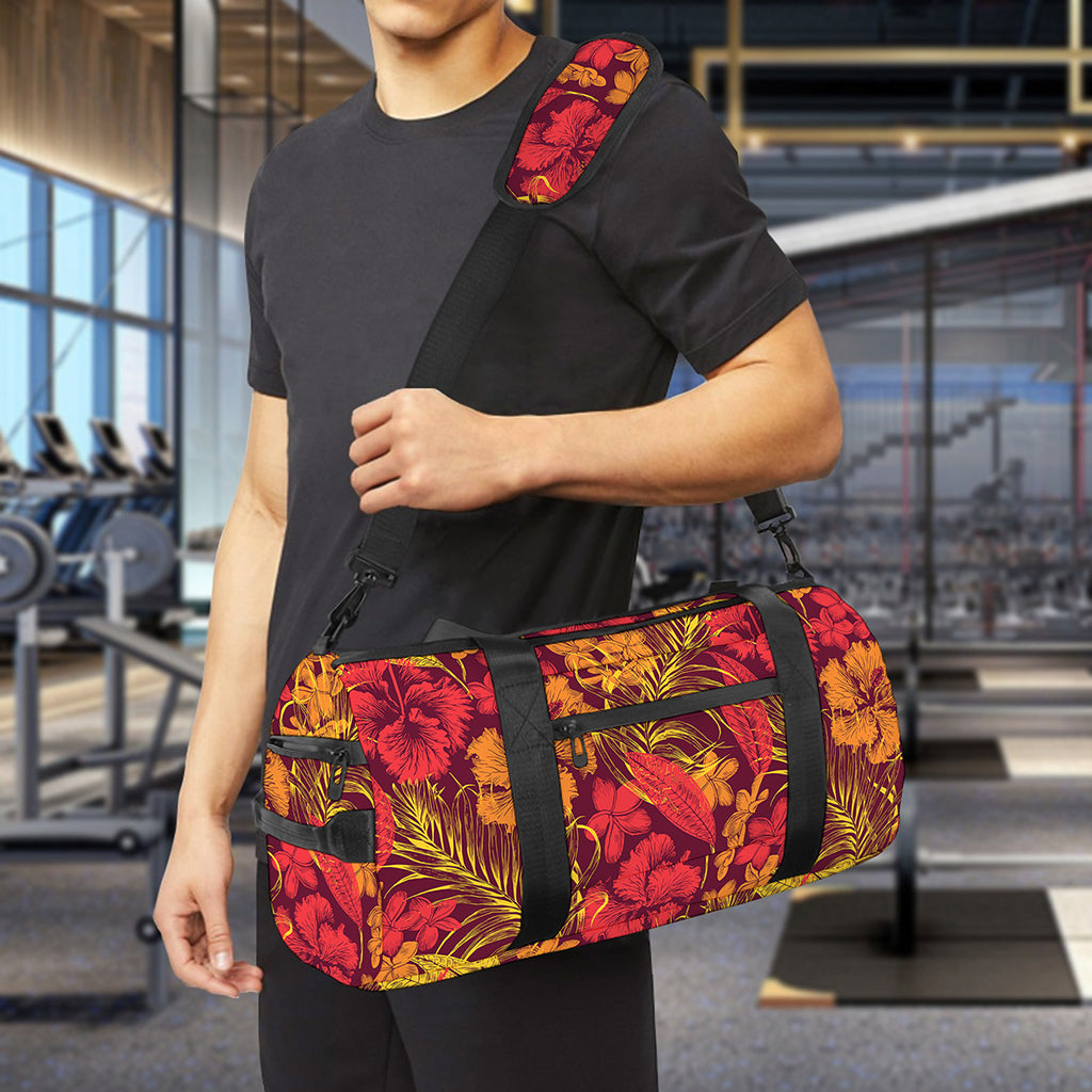 Retro Hawaiian Tropical Floral Print Gym Bag