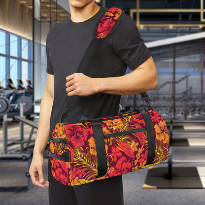Retro Hawaiian Tropical Floral Print Gym Bag