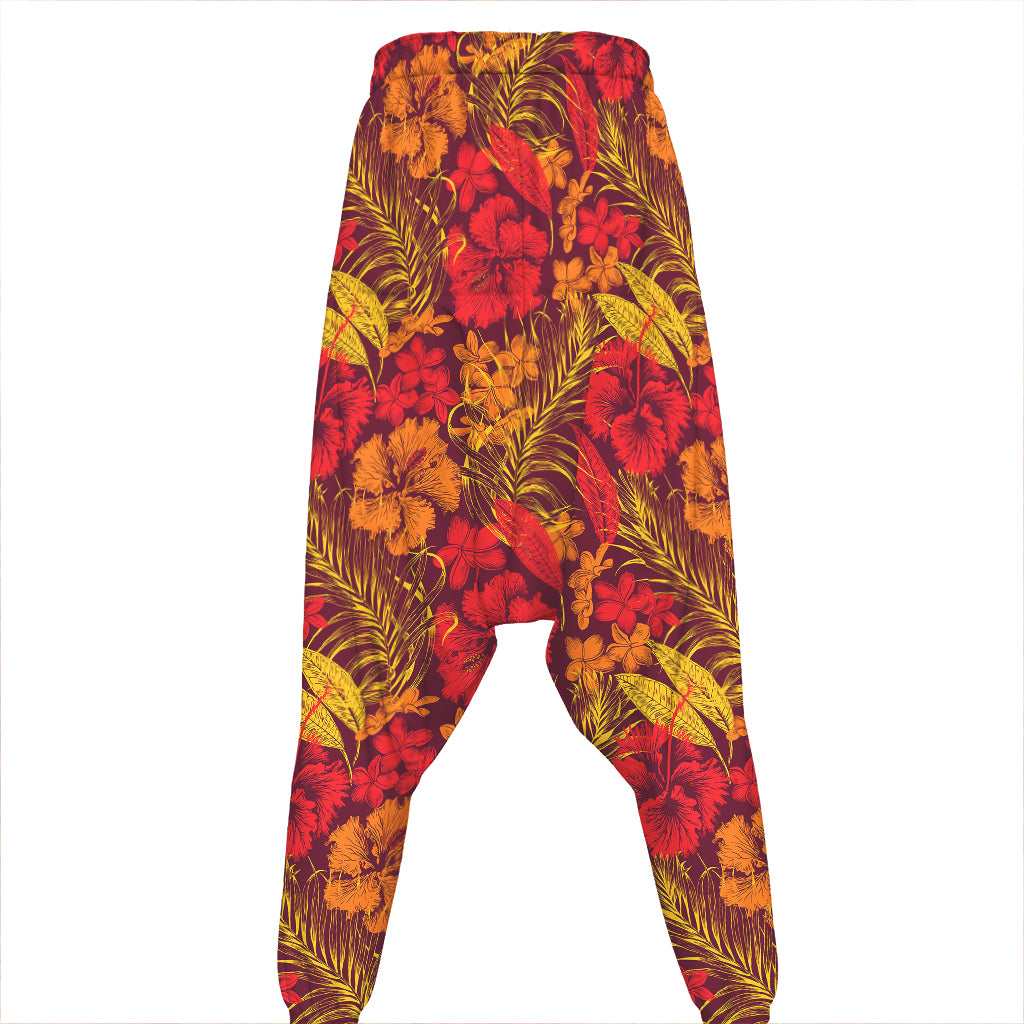 Retro Hawaiian Tropical Floral Print Hammer Pants
