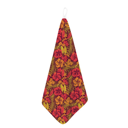 Retro Hawaiian Tropical Floral Print Hand Towel