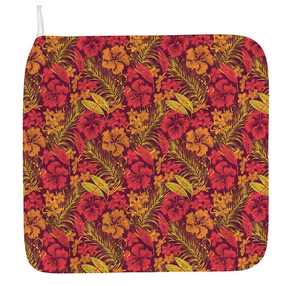 Retro Hawaiian Tropical Floral Print Hand Towel