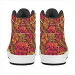 Retro Hawaiian Tropical Floral Print High Top Leather Sneakers