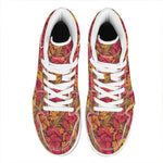 Retro Hawaiian Tropical Floral Print High Top Leather Sneakers