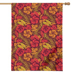 Retro Hawaiian Tropical Floral Print House Flag