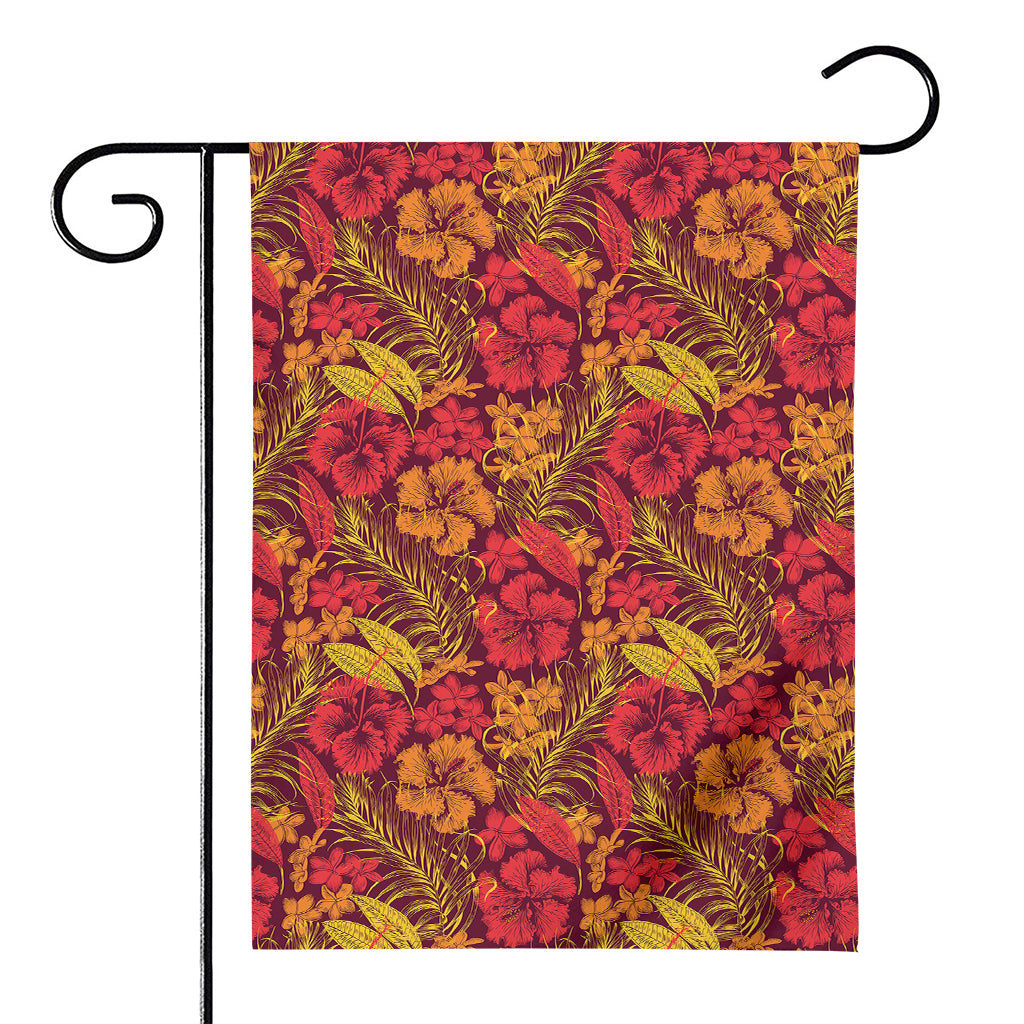 Retro Hawaiian Tropical Floral Print House Flag