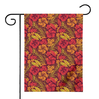 Retro Hawaiian Tropical Floral Print House Flag