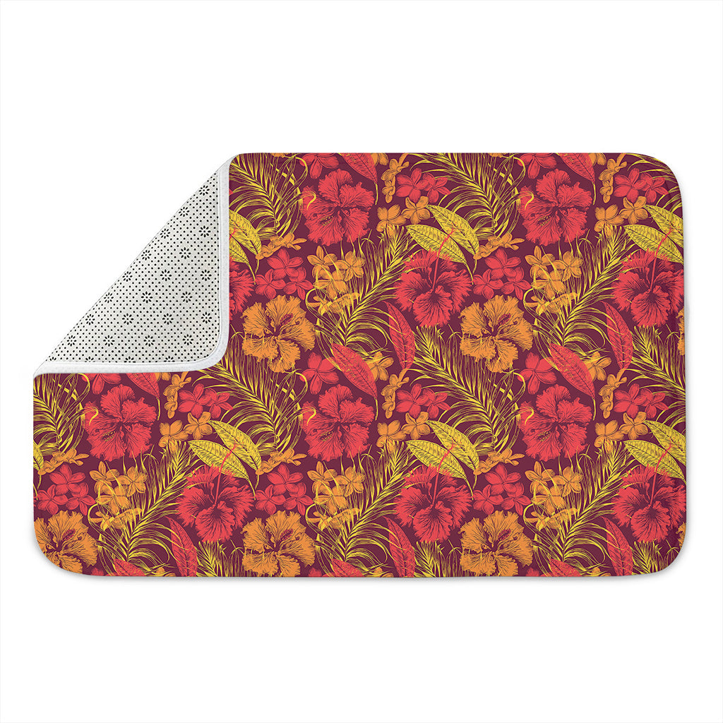 Retro Hawaiian Tropical Floral Print Indoor Door Mat