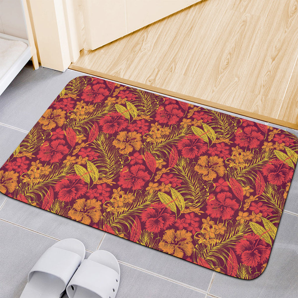 Retro Hawaiian Tropical Floral Print Indoor Door Mat