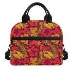 Retro Hawaiian Tropical Floral Print Insulated Lunch Bag