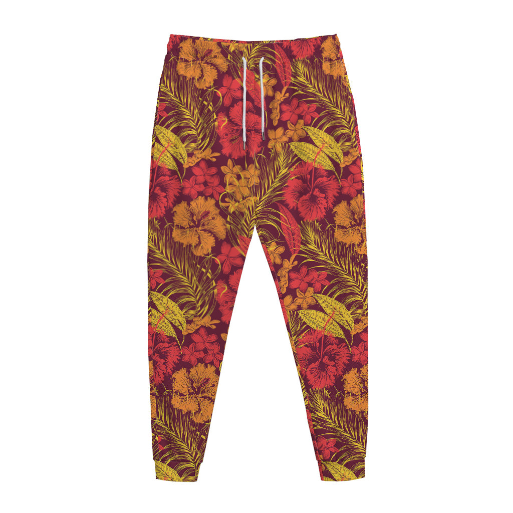 Retro Hawaiian Tropical Floral Print Jogger Pants