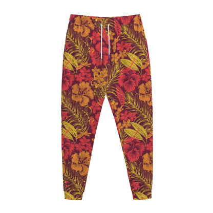 Retro Hawaiian Tropical Floral Print Jogger Pants