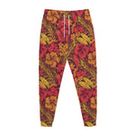 Retro Hawaiian Tropical Floral Print Jogger Pants