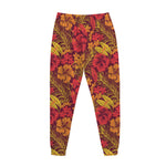 Retro Hawaiian Tropical Floral Print Jogger Pants