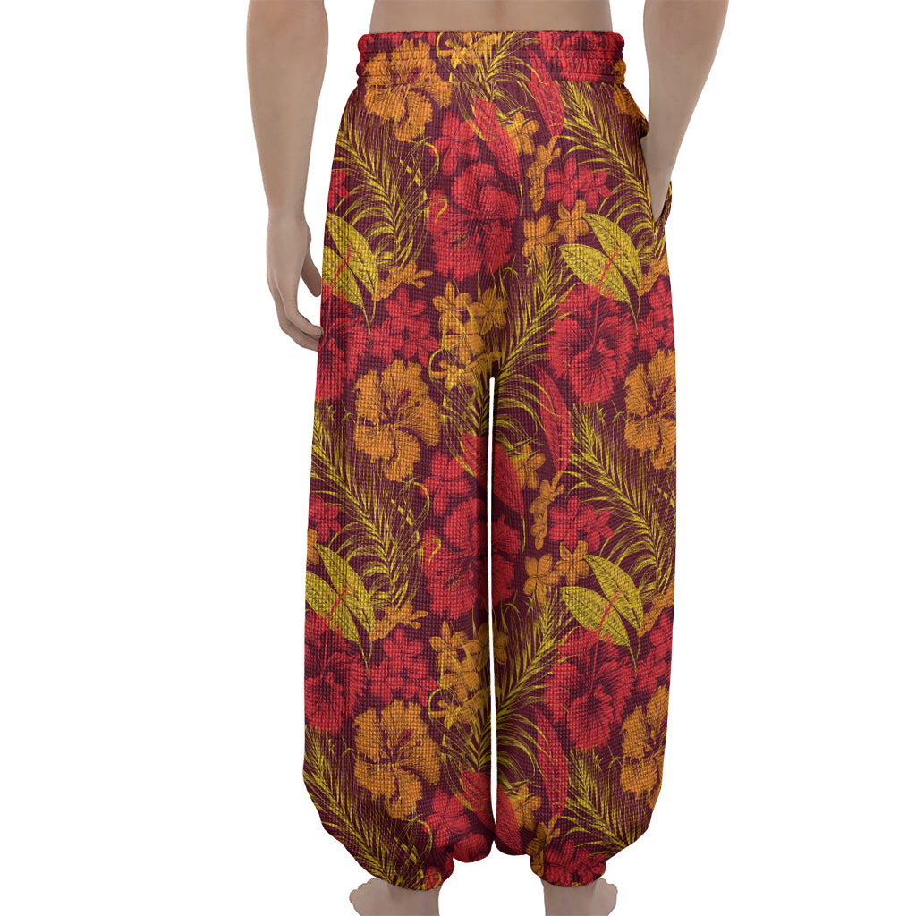 Retro Hawaiian Tropical Floral Print Lantern Pants