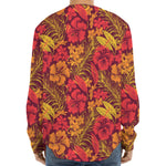 Retro Hawaiian Tropical Floral Print Long Sleeve Baseball Jersey