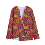 Retro Hawaiian Tropical Floral Print Long Sleeve Short Coat