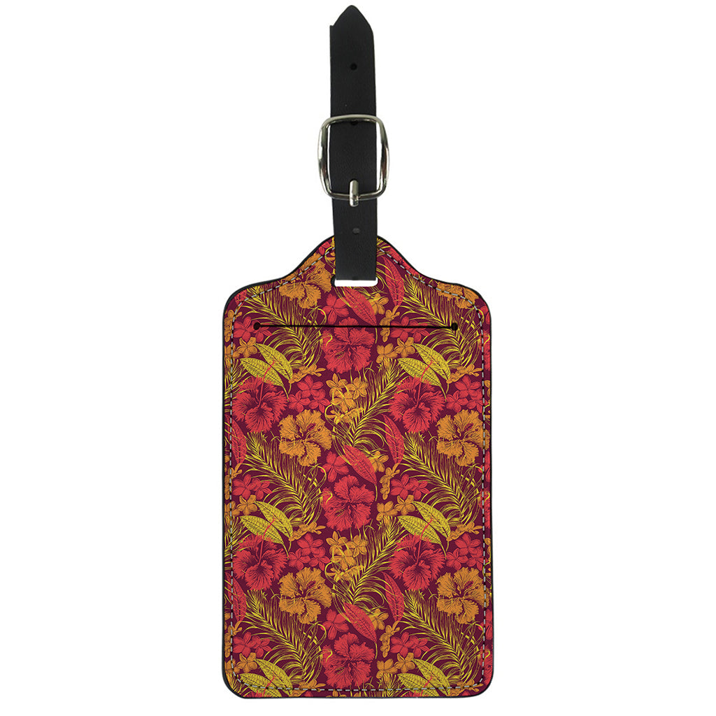 Retro Hawaiian Tropical Floral Print Luggage Tag