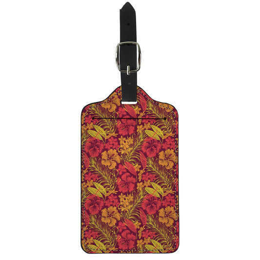 Retro Hawaiian Tropical Floral Print Luggage Tag