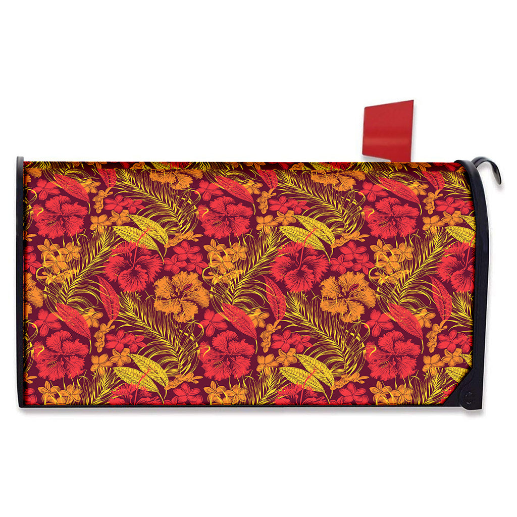 Retro Hawaiian Tropical Floral Print Mailbox Cover
