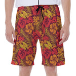 Retro Hawaiian Tropical Floral Print Men's Beach Shorts