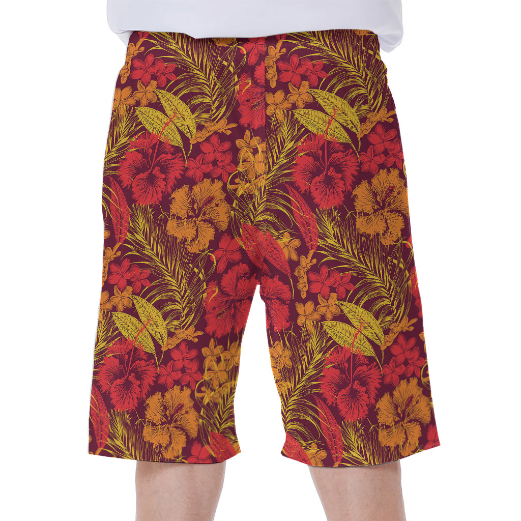 Retro Hawaiian Tropical Floral Print Men's Beach Shorts