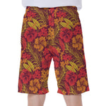 Retro Hawaiian Tropical Floral Print Men's Beach Shorts