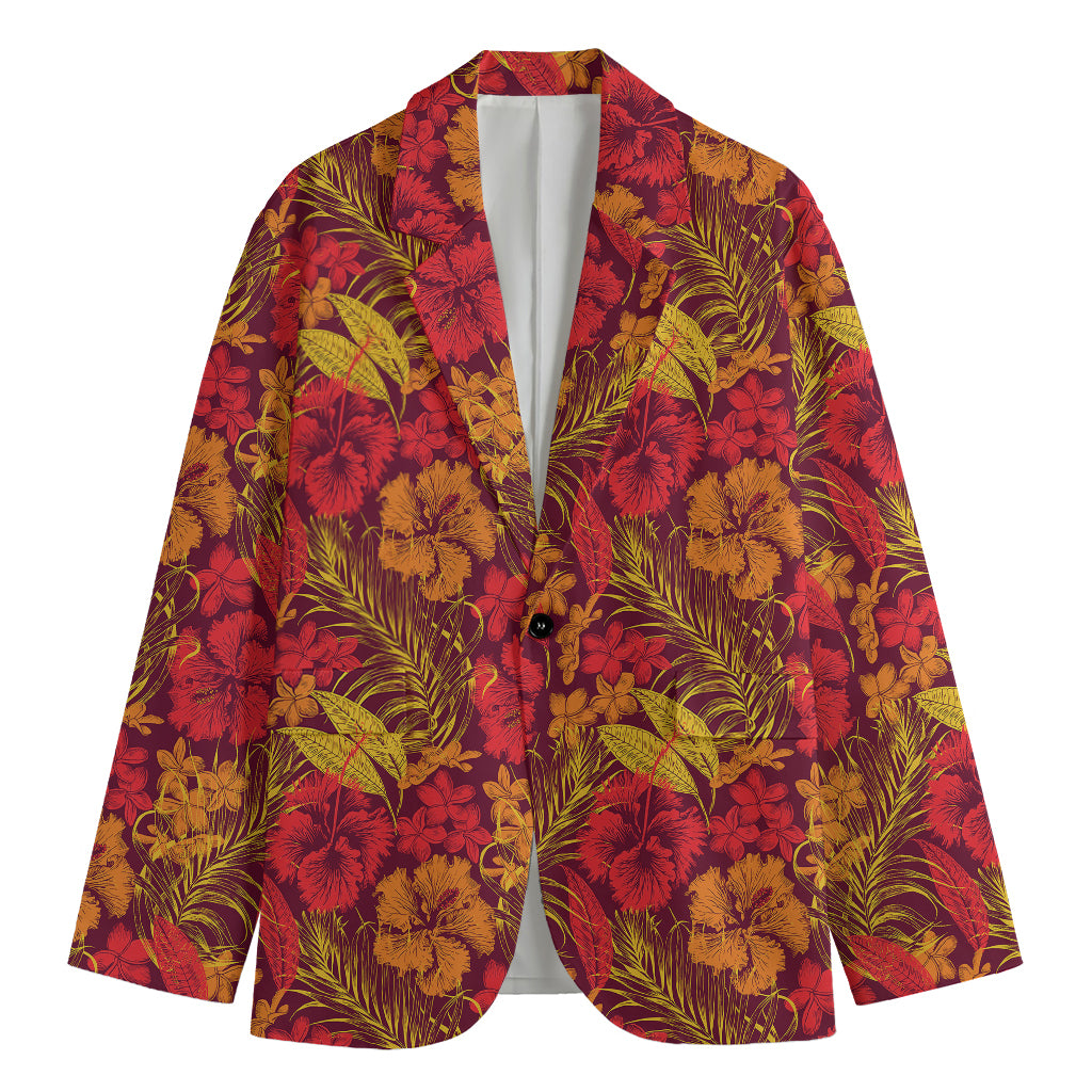 Retro Hawaiian Tropical Floral Print Men's Blazer