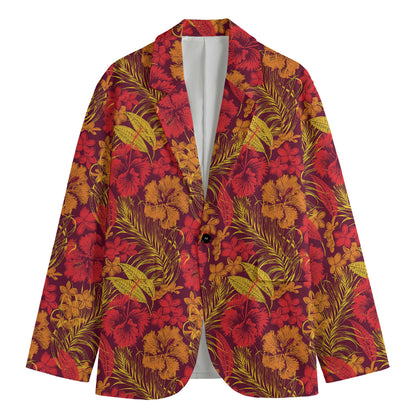 Retro Hawaiian Tropical Floral Print Men's Blazer