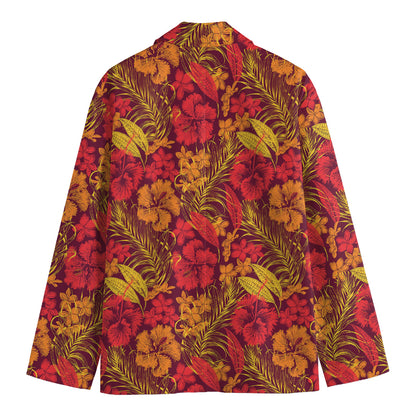 Retro Hawaiian Tropical Floral Print Men's Blazer
