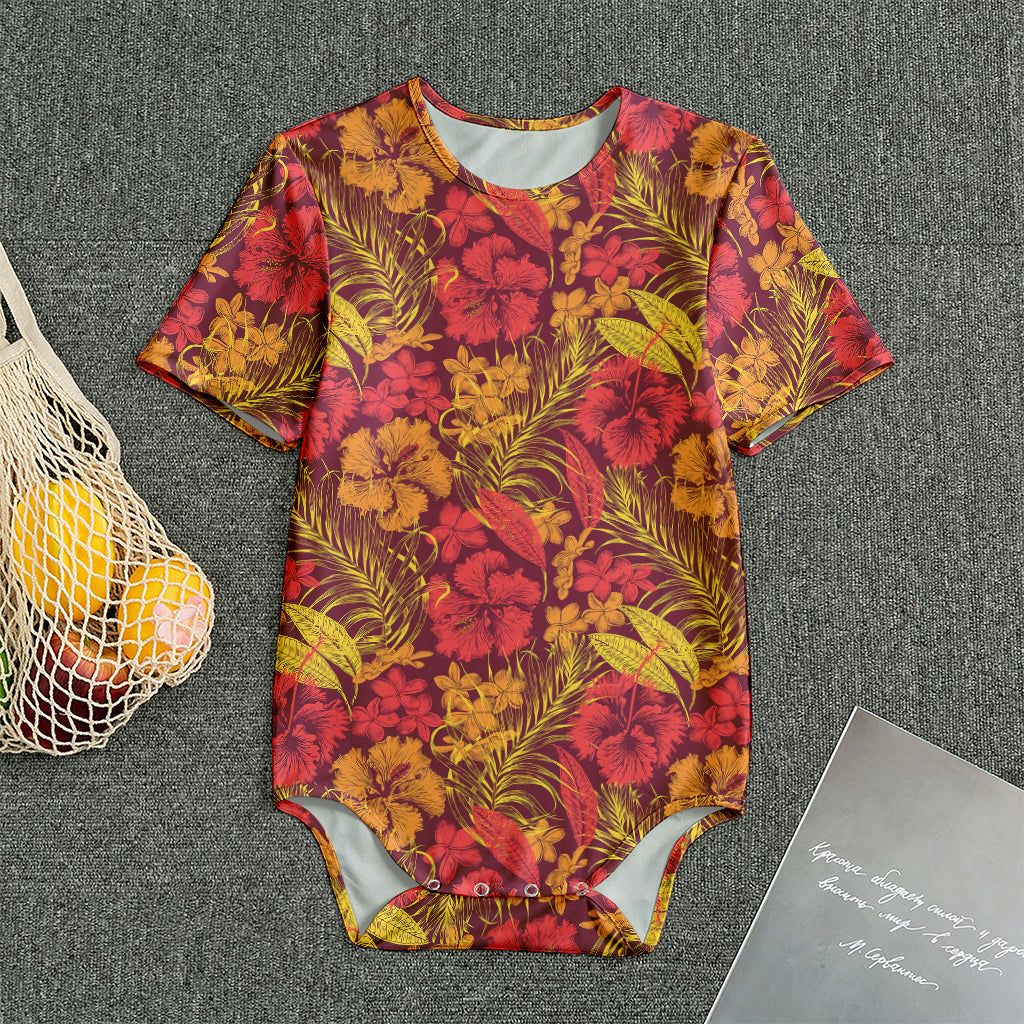 Retro Hawaiian Tropical Floral Print Men's Bodysuit