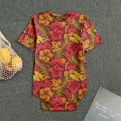 Retro Hawaiian Tropical Floral Print Men's Bodysuit