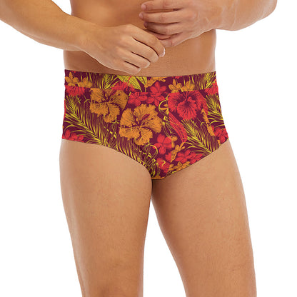 Retro Hawaiian Tropical Floral Print Men's Briefs