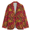 Retro Hawaiian Tropical Floral Print Men's Cotton Blazer